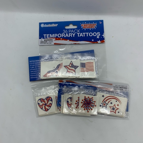 3 packs of Temporary Tattoos Patriotic Flags Stars - Picture 3 of 7